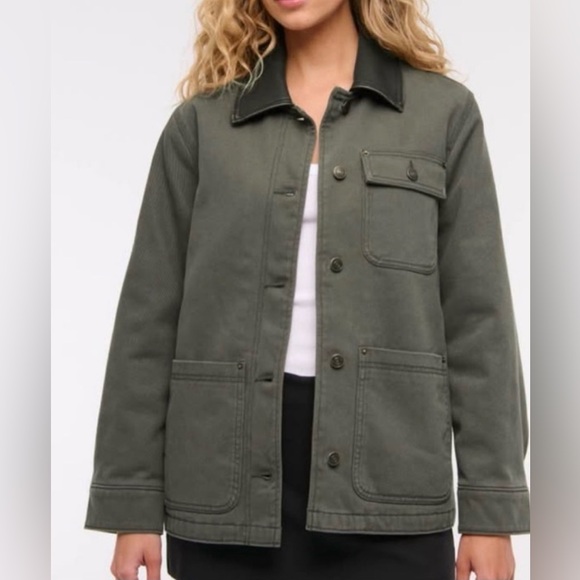Abercrombie & Fitch Jackets & Blazers - Abercrombie Women's Olive Green Chore (L)